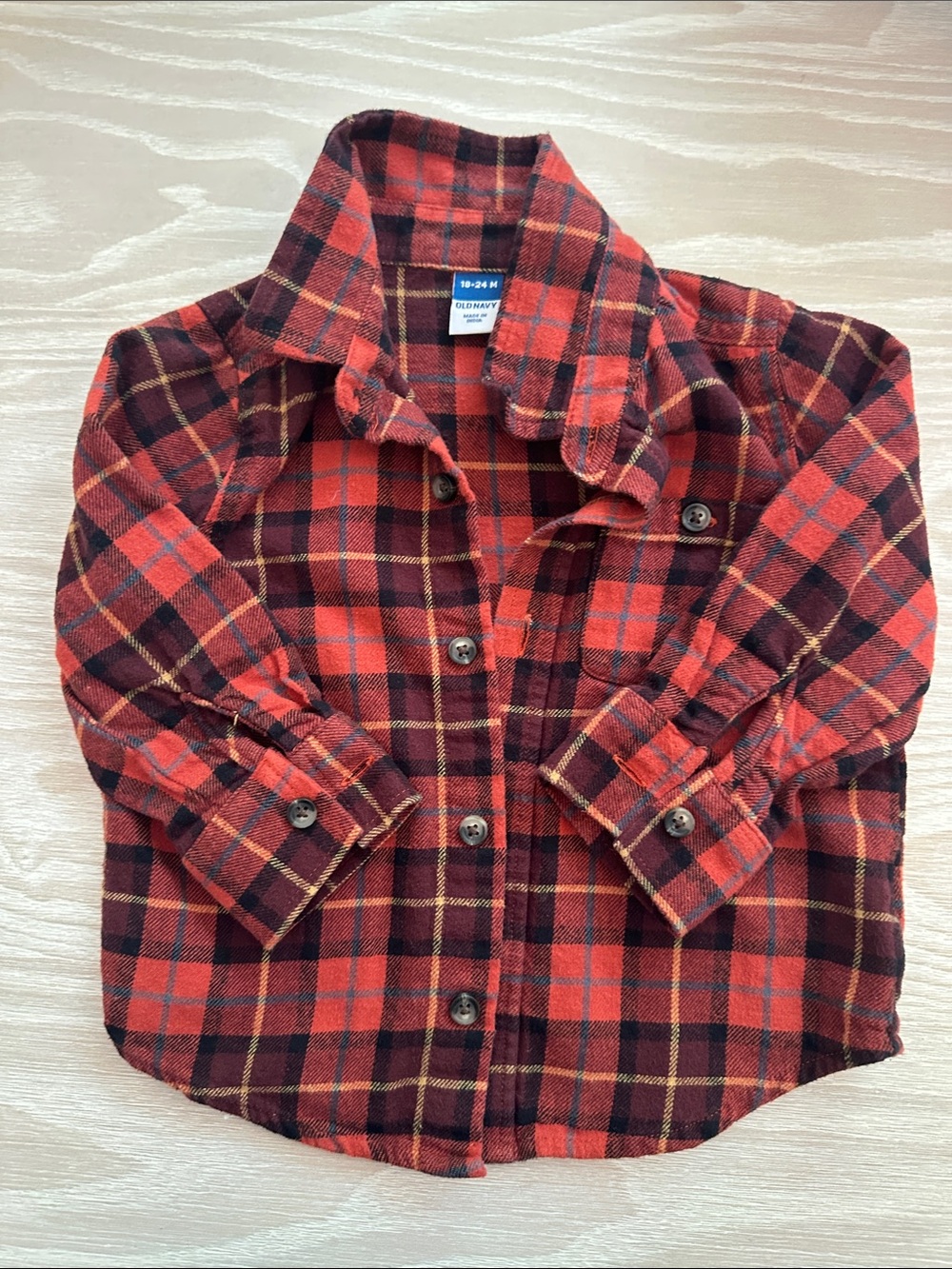 Old Navy Red and Black Plaid Button-Down Shirt for Kids